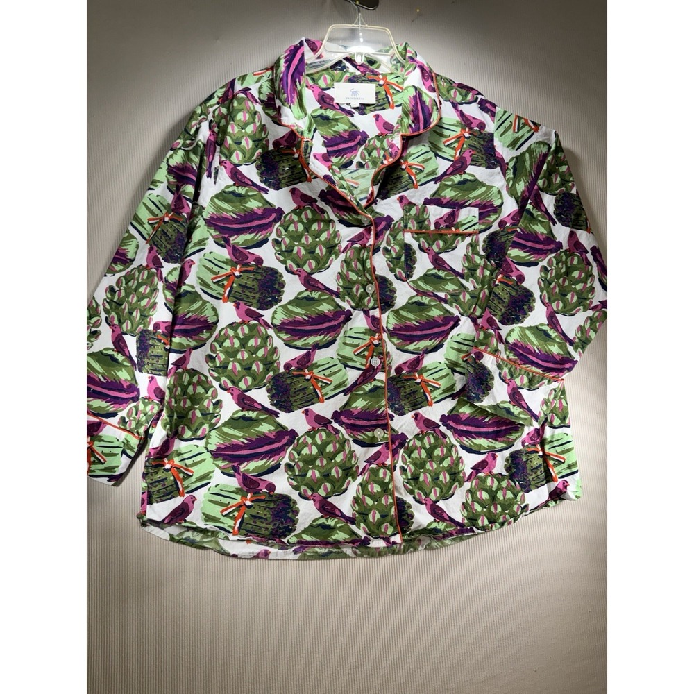 Printfresh Organic Cotton Long Pajama Set "Eat Your Asparagus " Womens 2X EUC - Picture 2 of 15
